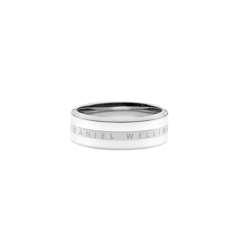 DANIEL WELLINGTON SILVER WHITE STRIPED BAND RING