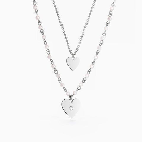 2JEWELS COLLANA DOPPIA CUORE PERLE 251696