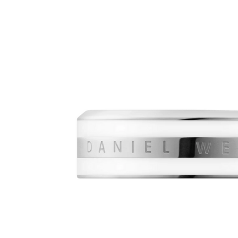 DANIEL WELLINGTON SILVER WHITE STRIPED BAND RING