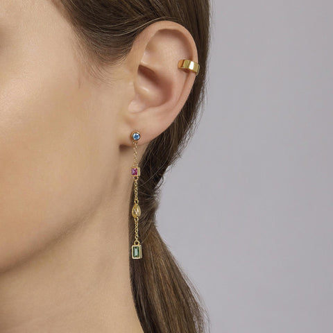 MABINA GOLD EARRING COLORED STONES 563658