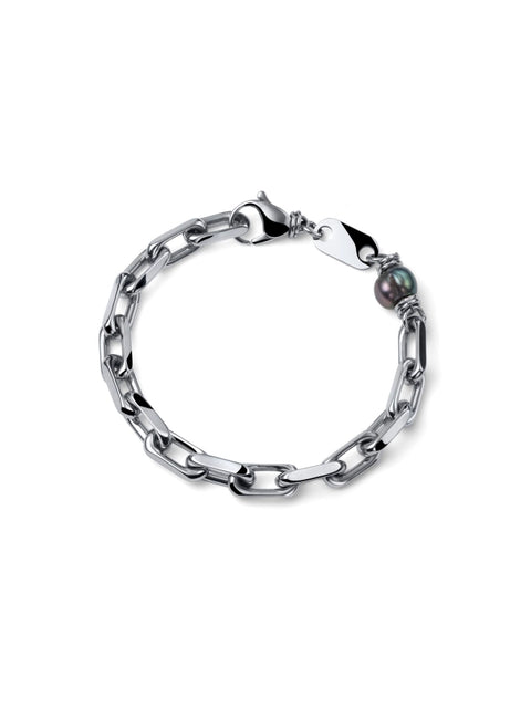 UNOAERRE UOMO BRACCIALE AETERNUM FORZATINA CON PERLA NERA 4306