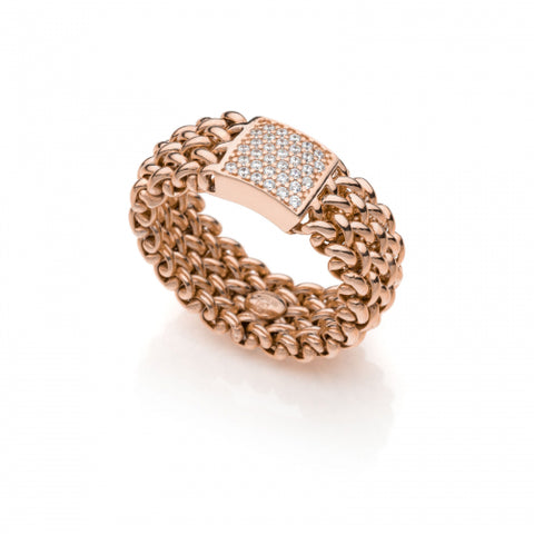 UNOAERRE ARGENTO ANELLO CHICCO PAVE' ROSE'