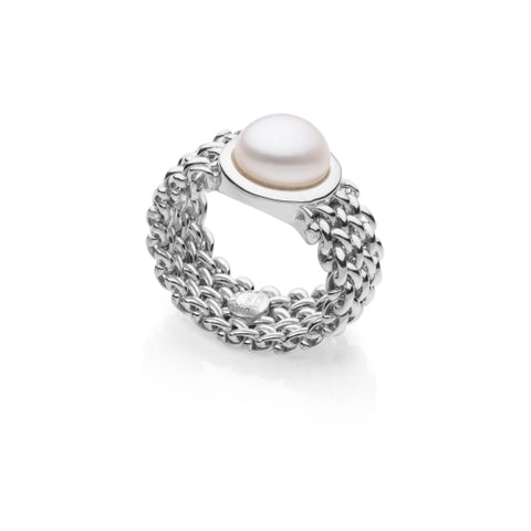 UNOAERRE ARGENTO ANELLO CHICCO PERLA