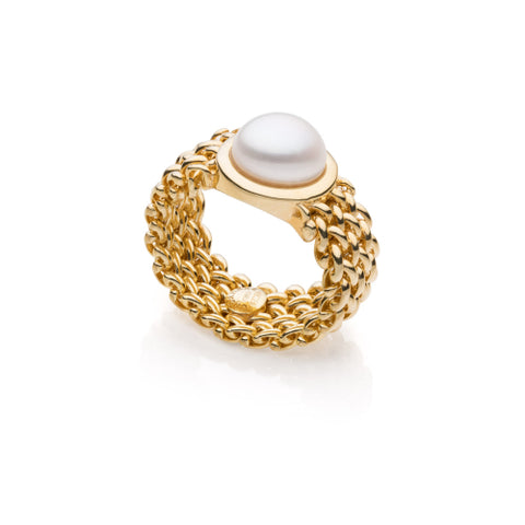 UNOAERRE ARGENTO ANELLO CHICCO ORO PERLA