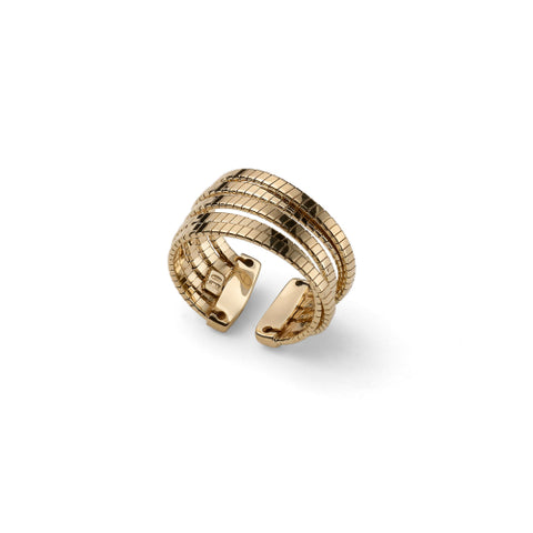 UNOAERRE ARGENTO ANELLO 5 FILI ORO