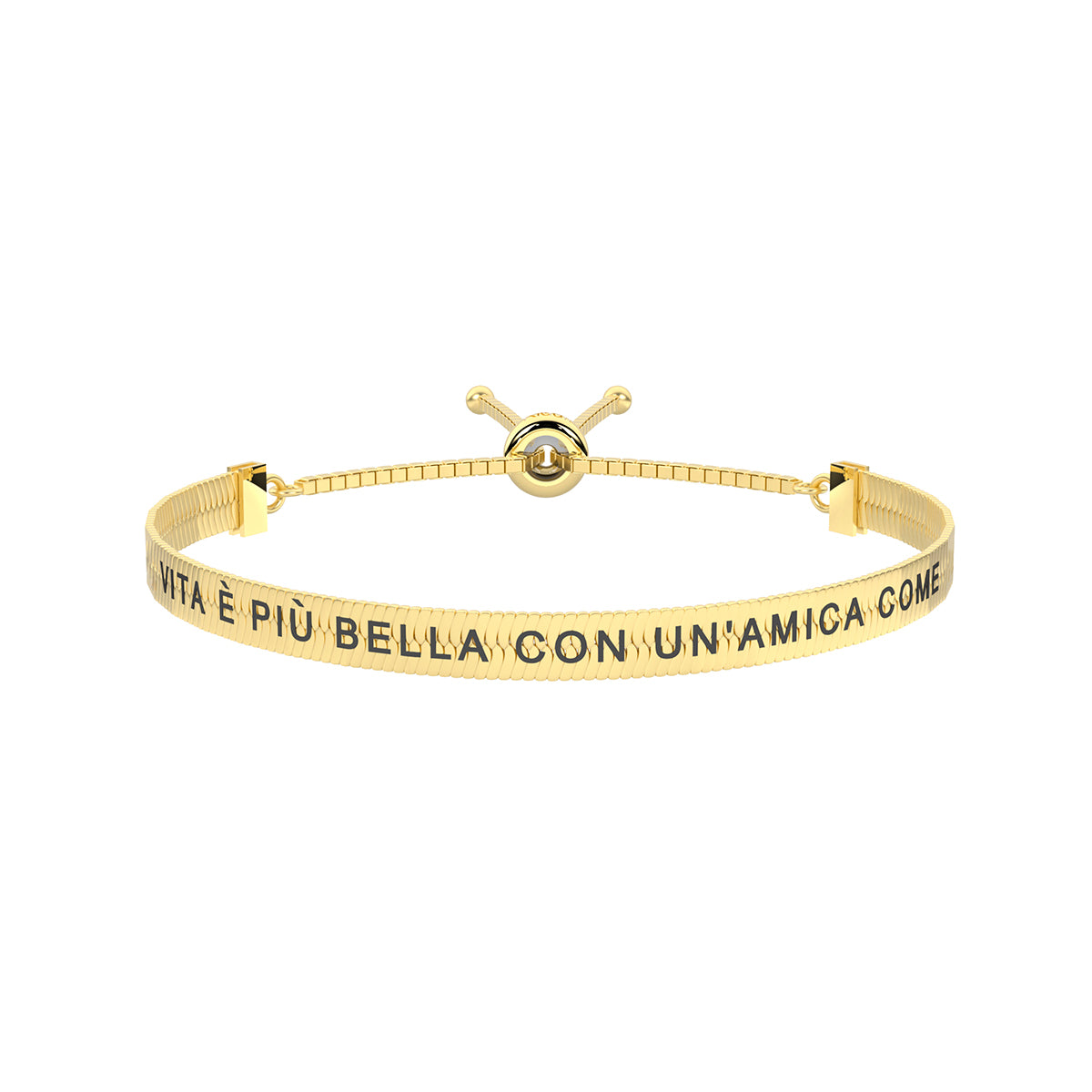 KIDULT Bracciale Uomo/Donna In Acciaio 316L Con PVD Oro - Free Time, Scritta Dream Discover Travel, Regolabile 16-19 Cm