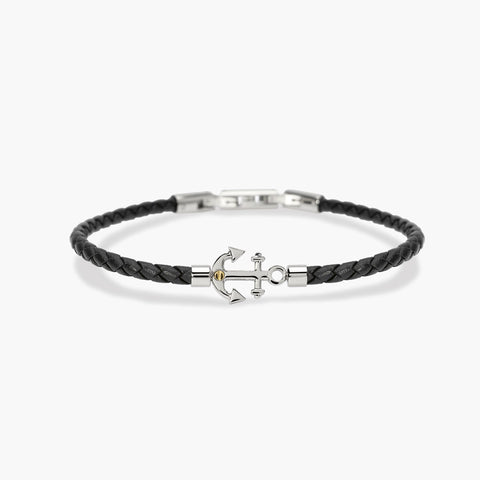 KIDULT STYLE UOMO BRACCIALE PELLE NERO ANCORA 831179
