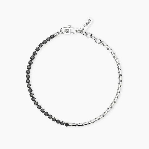 Kidult Style Uomo Bracciale Catena Veneta e Cristalli Neri 831099