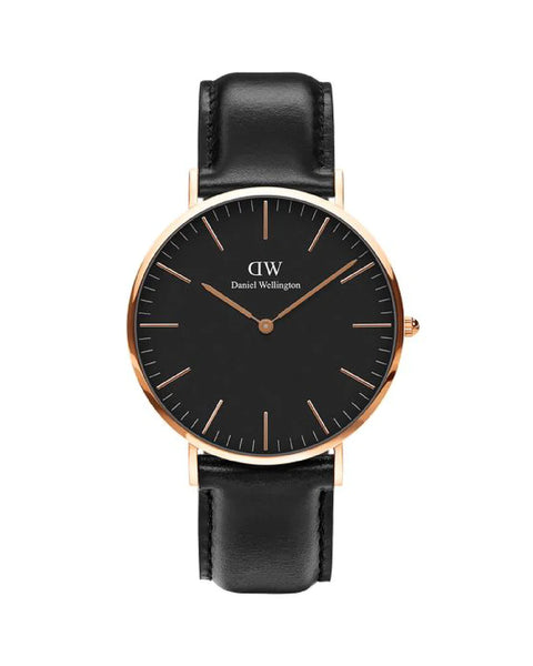 DANIEL WELLINGTON OROLOGIO IN PELLE NERO E ROS 40MM DW00100127