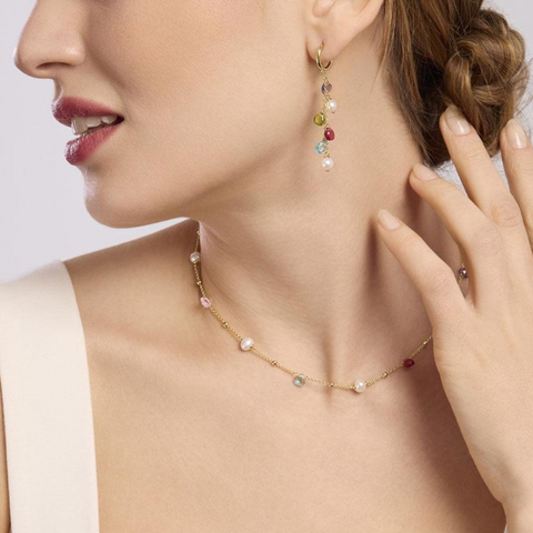 MABINA COLORED STONES DANGLING EARRINGS 563785