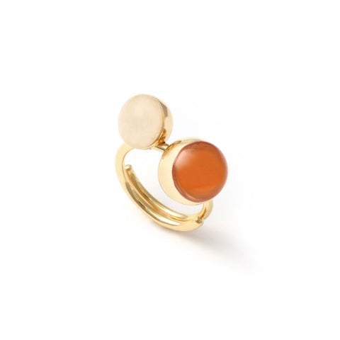 UNOAERRE ARGENTO ANELLO GEO CON SFERE QUARZO E CORNIOLA 6511