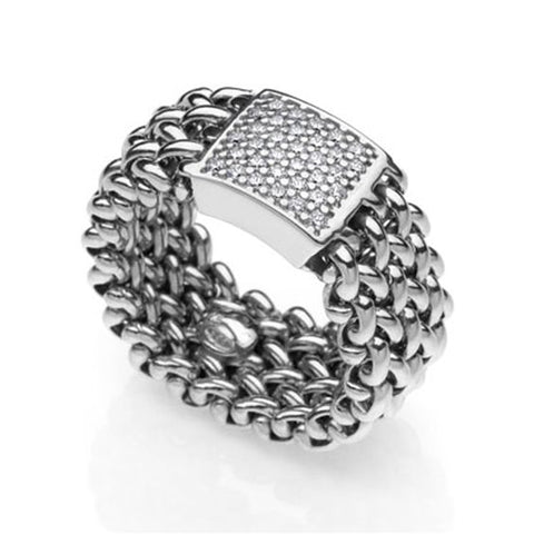 UNOAERRE ARGENTO ANELLO CHICCO PAVE' ARGENTATO