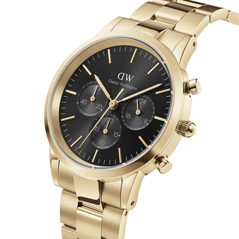 DANIEL WELLINGTON ICONIC CHRONOGRAPH GOLD BLACK WATCH DW00100641 