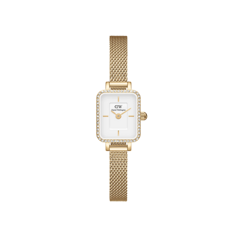 DANIEL WELLINGTON OROLOGIO QUADRO MINI LUMINE BEZEL GOLD DW00100730